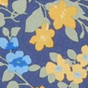 Medium Hand-Rolled Silk Scarf in Navy/Marigold/Sage Floral