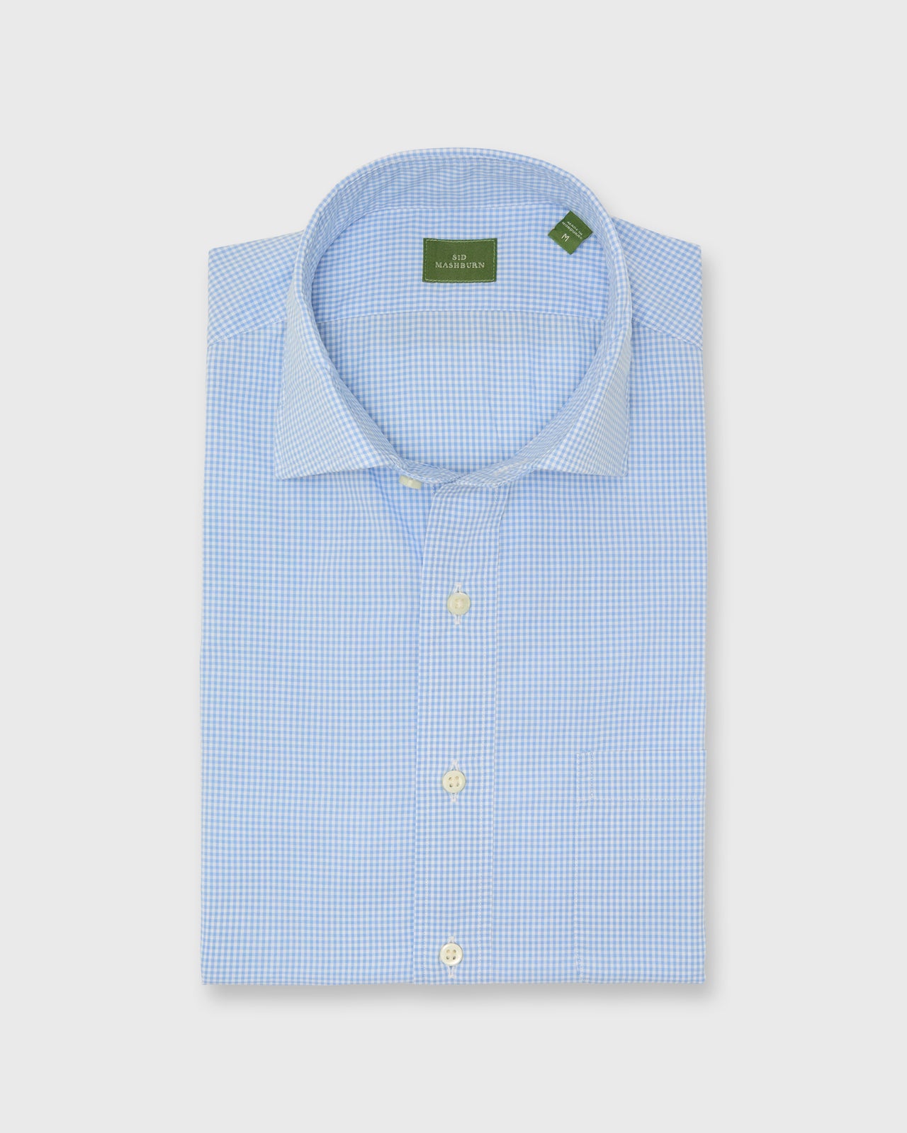 Spread Collar Sport Shirt in Dutch Micro Gingham Poplin