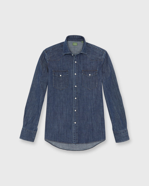 Sid Mashburn Western Work Shirt Medium Wash Indigo Lightweight Denim S