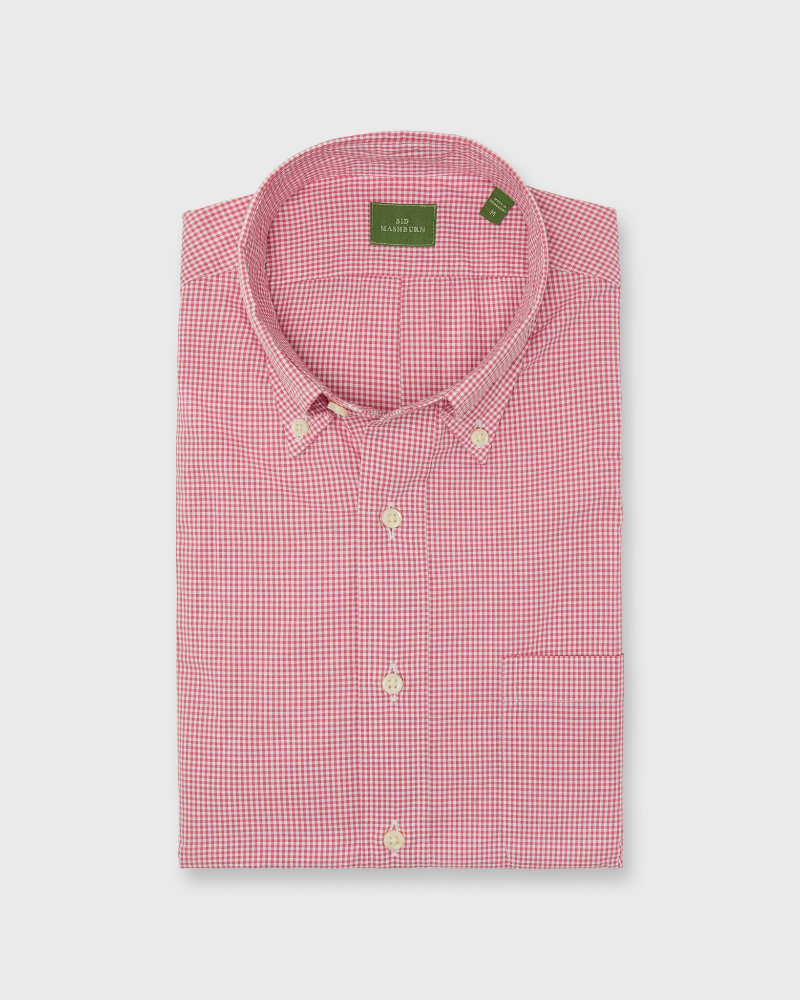 Button-Down Sport Shirt in Red Micro Gingham Poplin Button-Down Sport Shirt in Red Micro Gingham Poplin