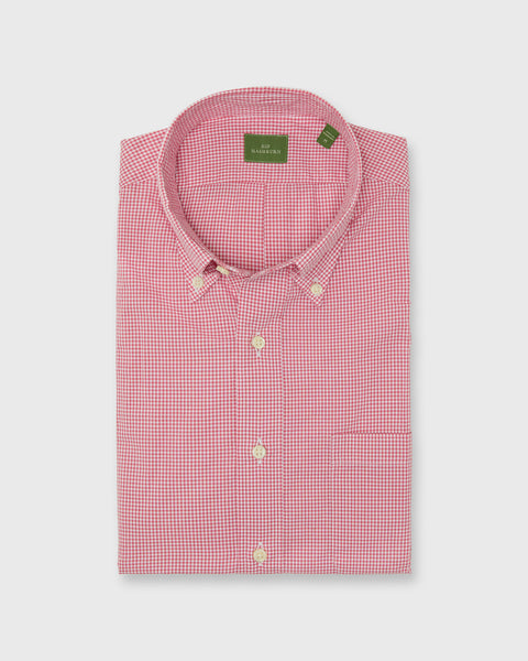 mens red button down dress shirt Button-Down Sport Shirt in Red Micro Gingham Poplin