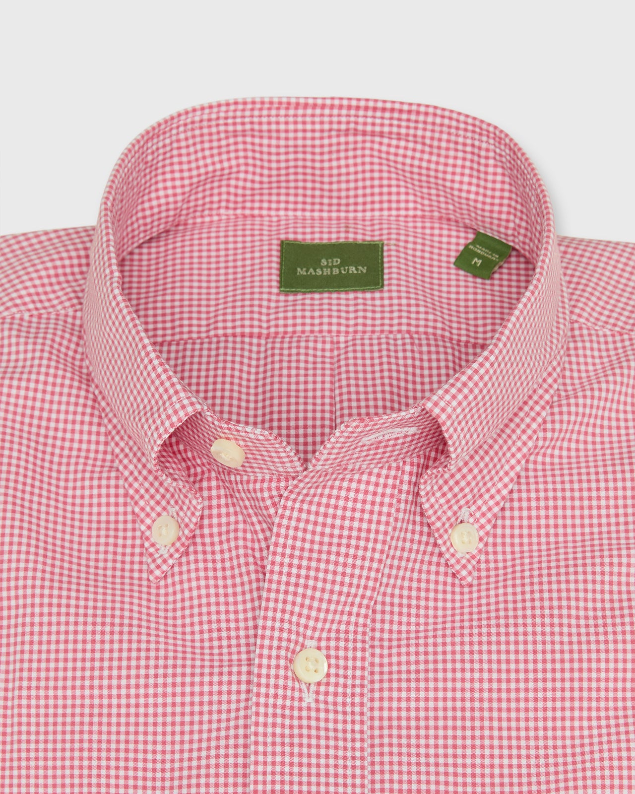 Button-Down Sport Shirt in Red Micro Gingham Poplin