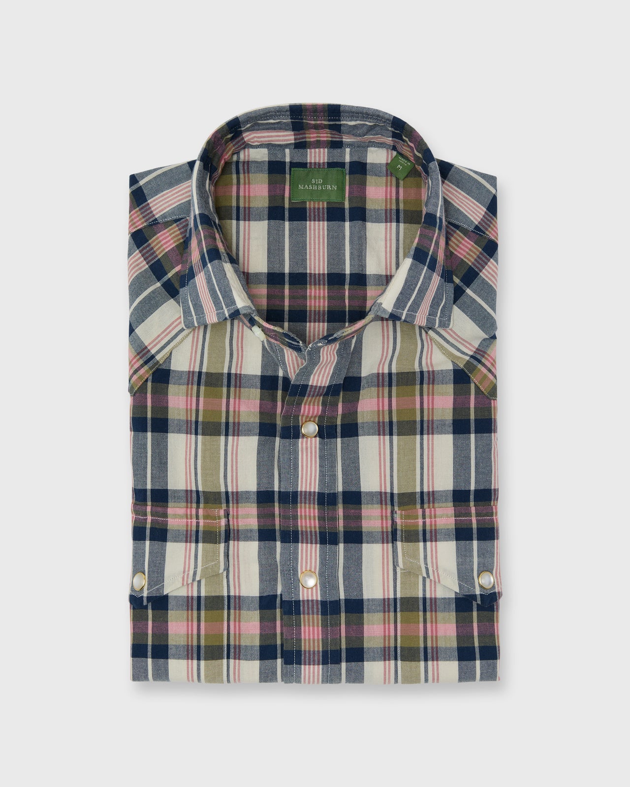 Western Work Shirt in Bone/Navy/Berry Madras