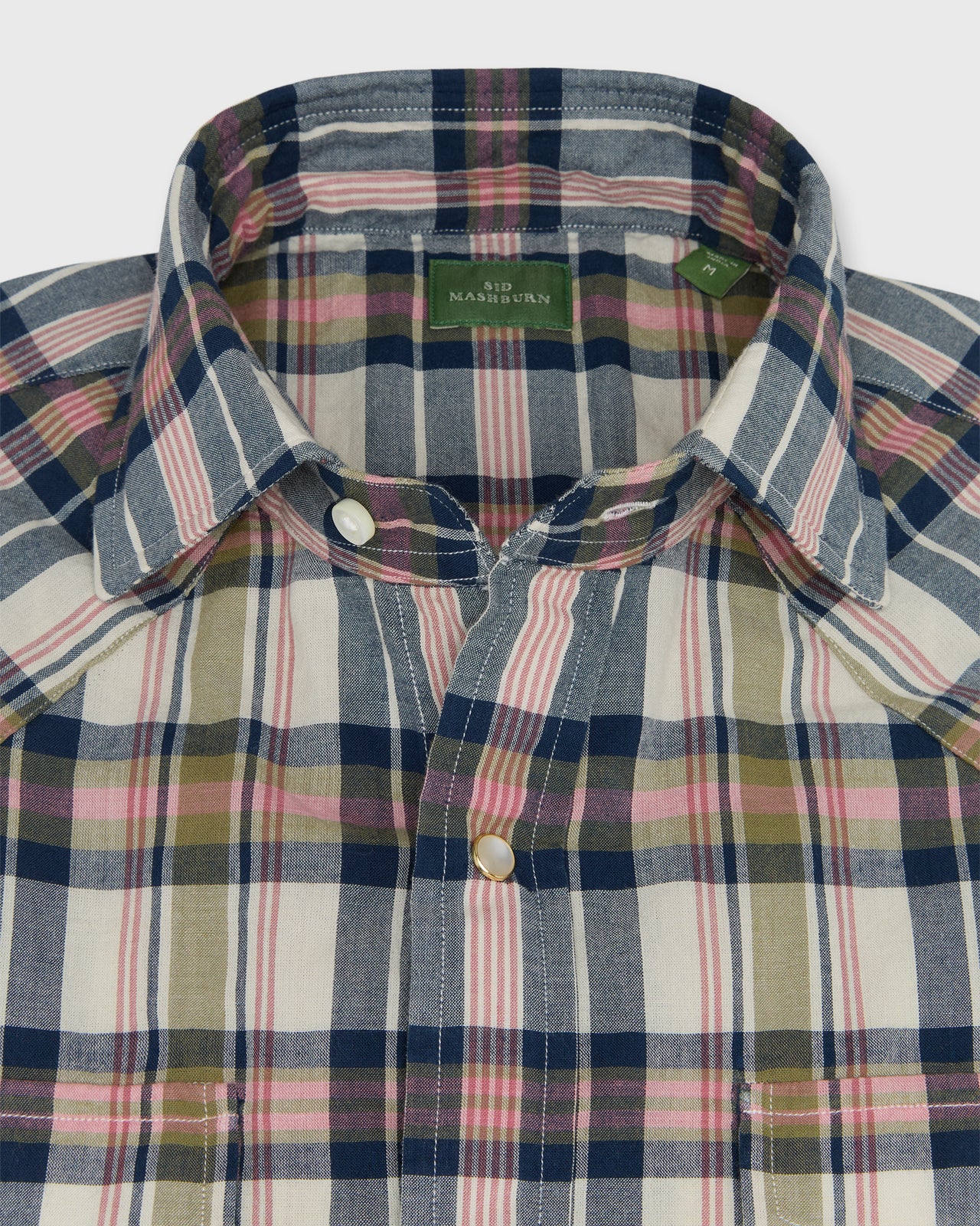 Western Work Shirt in Bone/Navy/Berry Madras