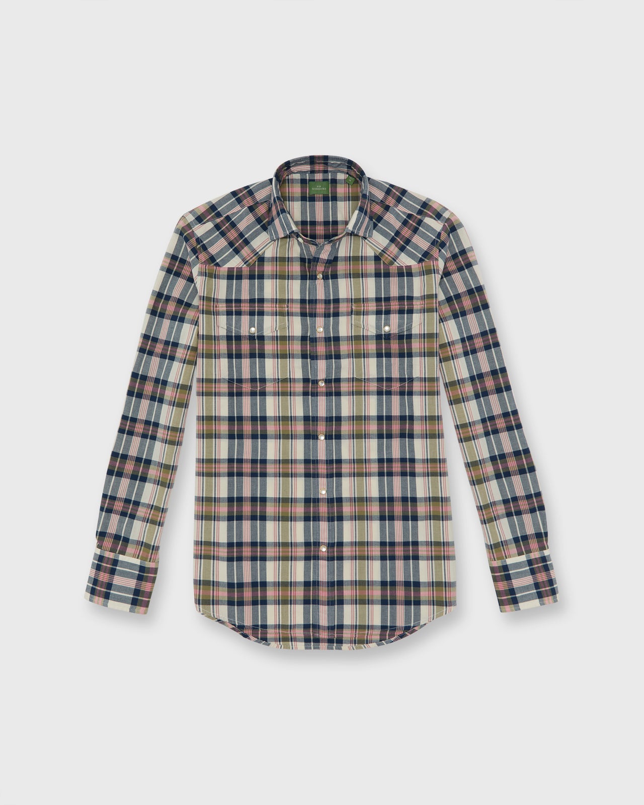Western Work Shirt in Bone/Navy/Berry Madras