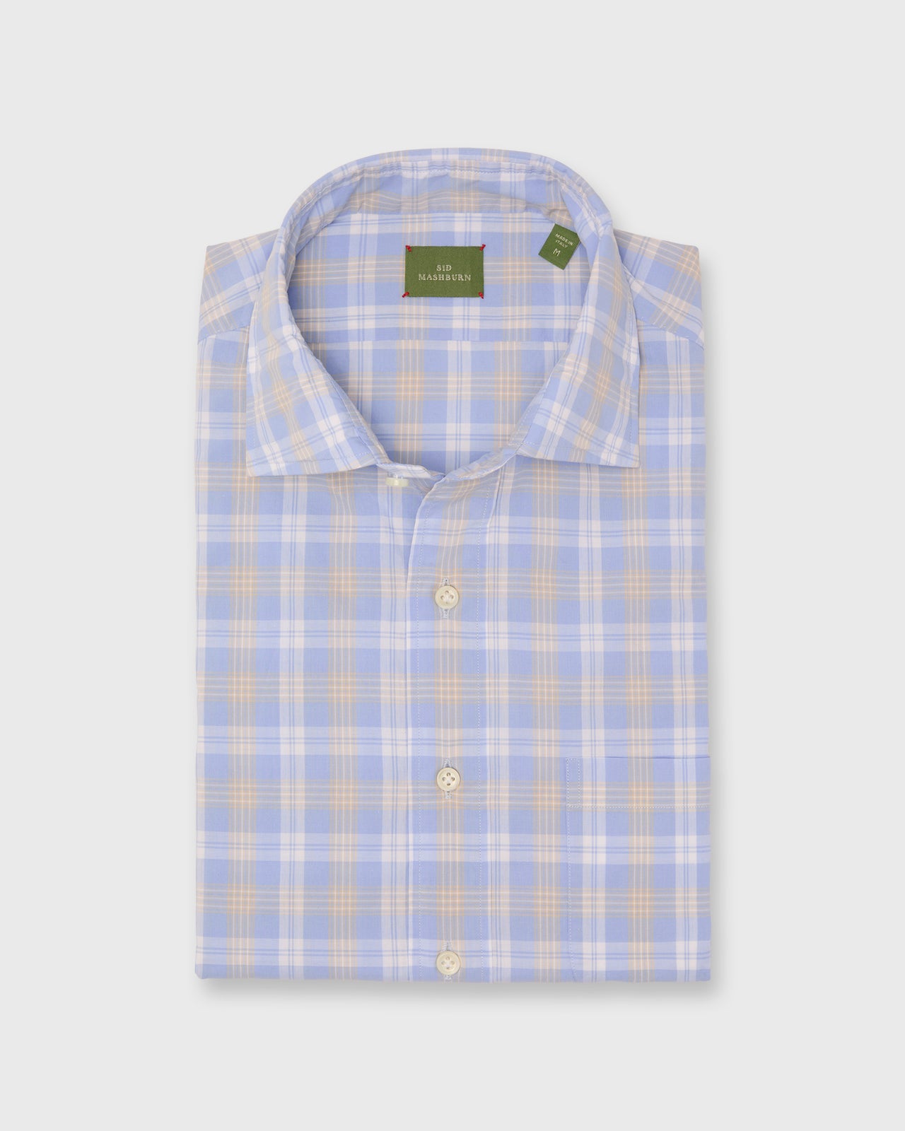 Otto Handmade Sport Shirt in Sky/Yellow/White Plaid Poplin