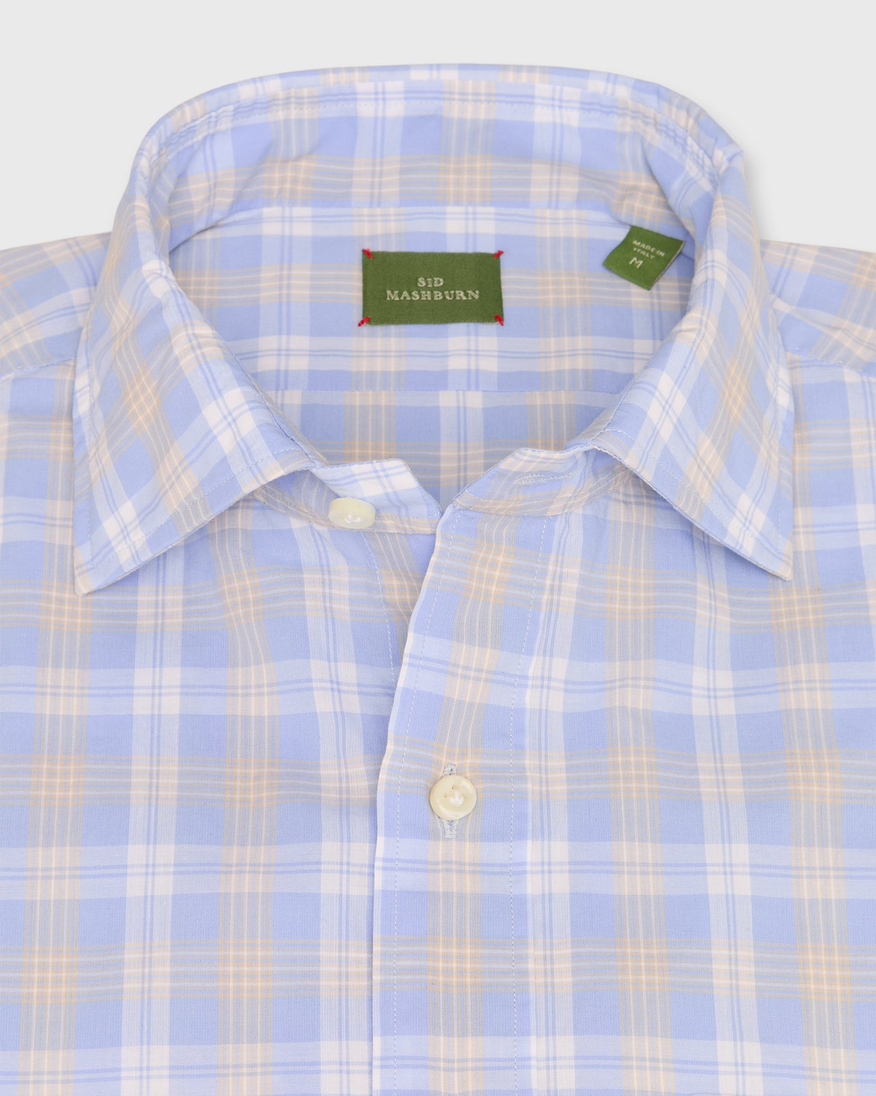 Otto Handmade Sport Shirt in Sky/Yellow/White Plaid Poplin