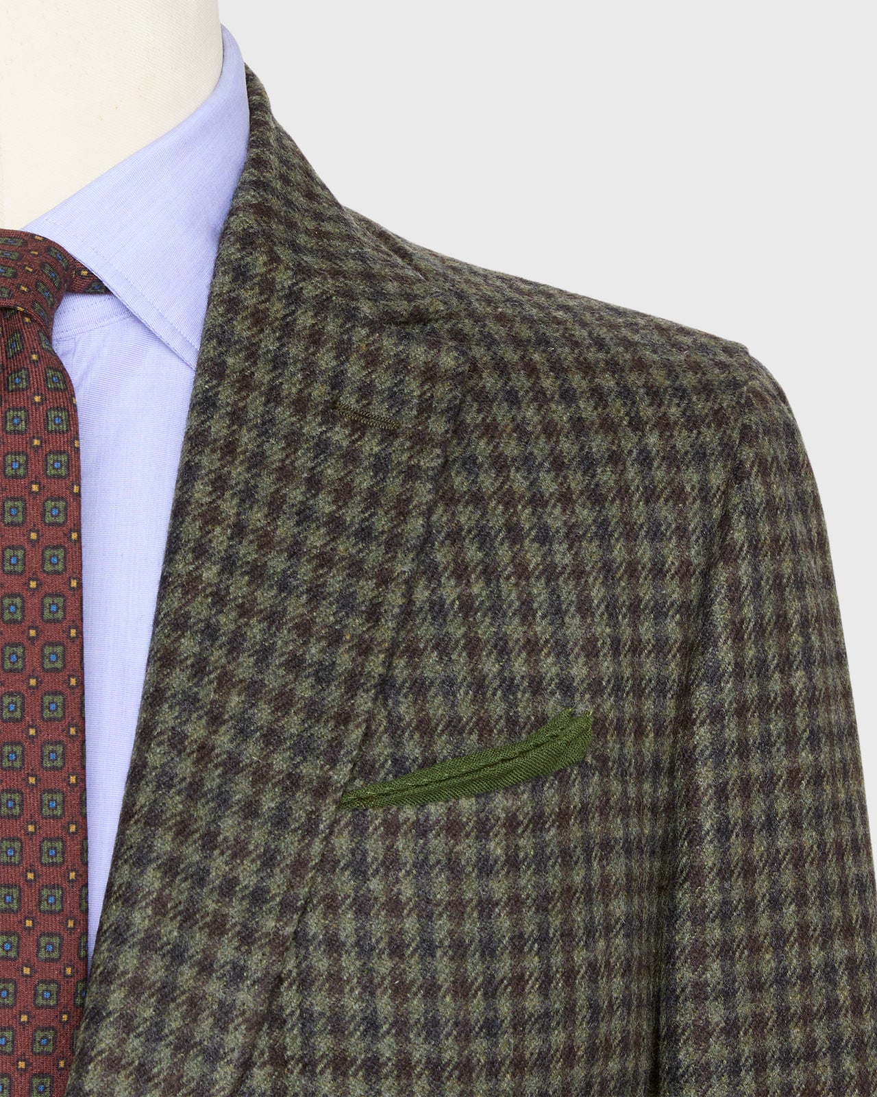 Ghost Blazer in Olive/Navy/Chocolate Check Brushed Twill
