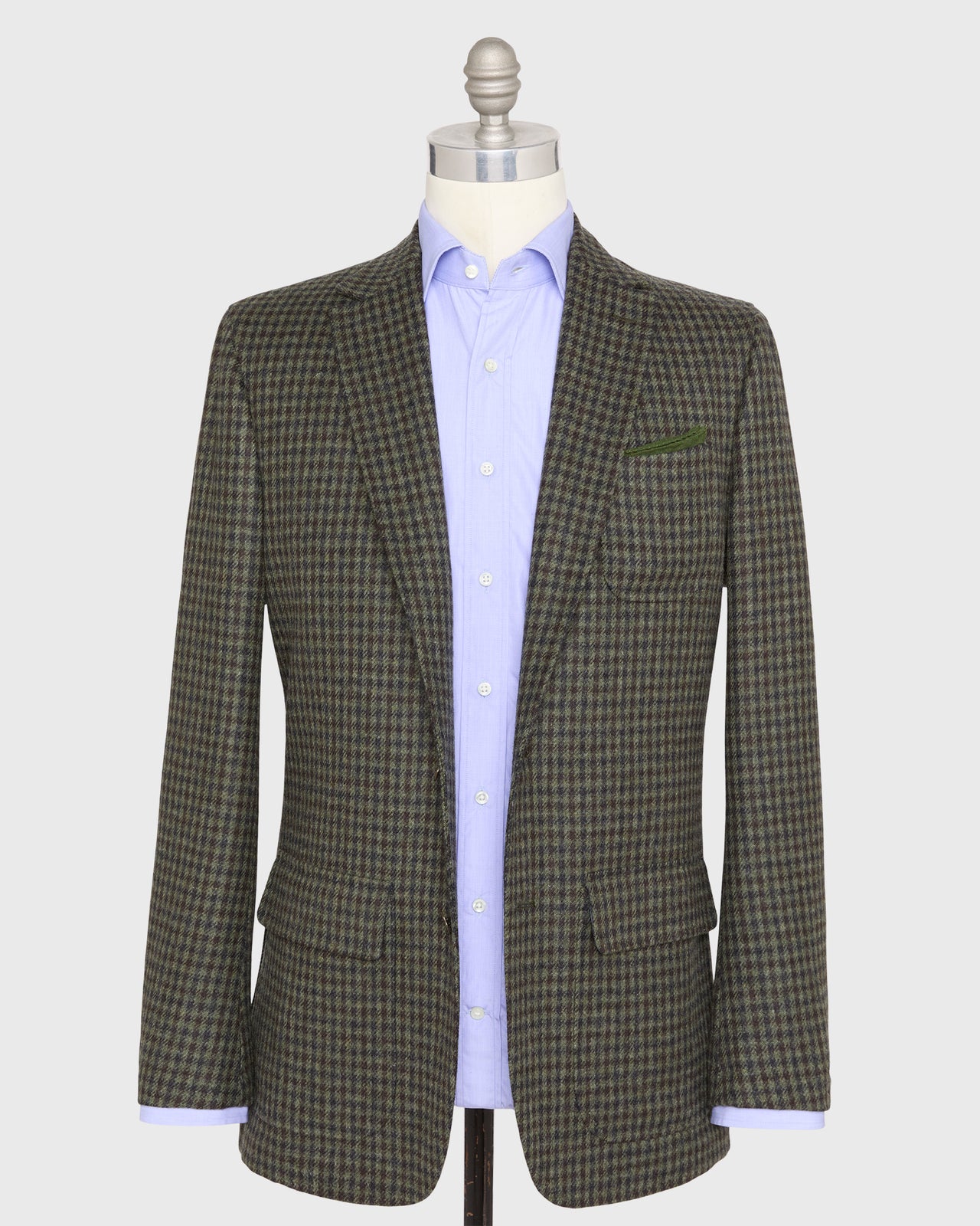 Ghost Blazer in Olive/Navy/Chocolate Check Brushed Twill