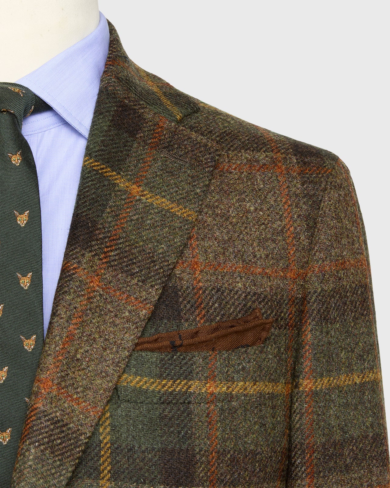 Virgil No. 3 Jacket in Brown/Forest/Brick Plaid Tweed