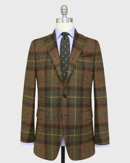 Virgil No. 3 Jacket in Brown/Forest/Brick Plaid Tweed