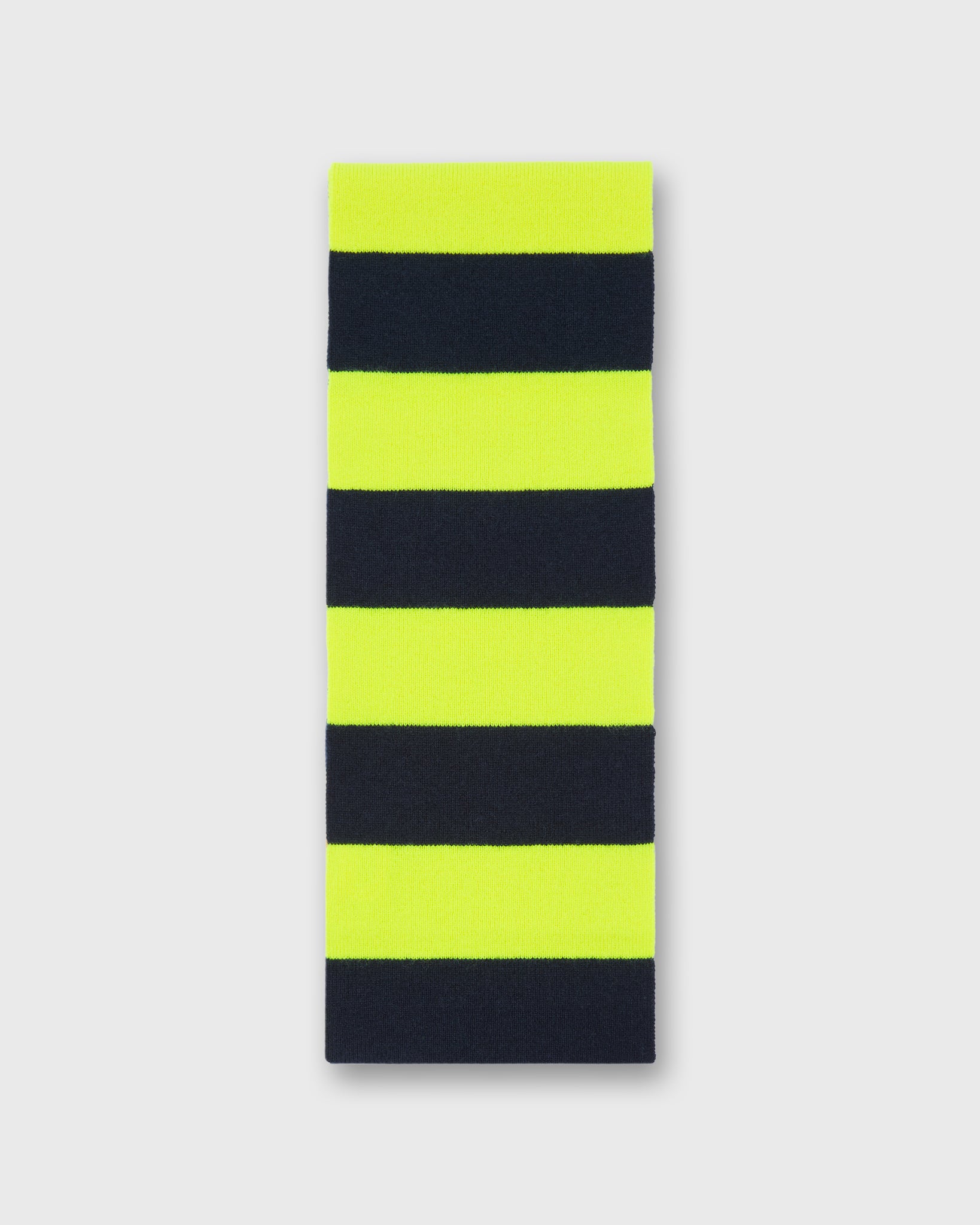 Cashmere Scarf in Neon Yellow/Navy Stripe