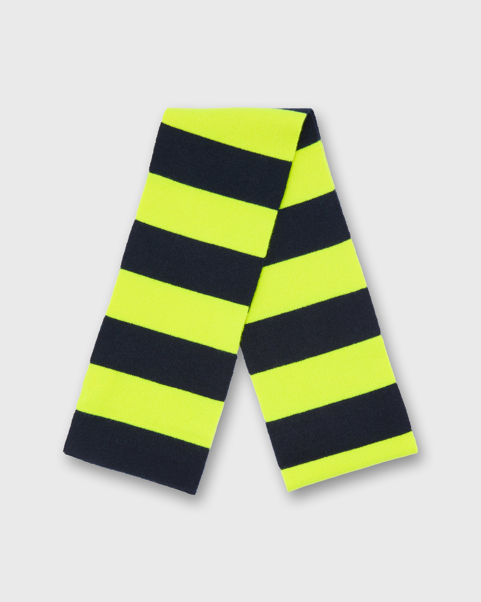 Cashmere Scarf in Neon Yellow/Navy Stripe