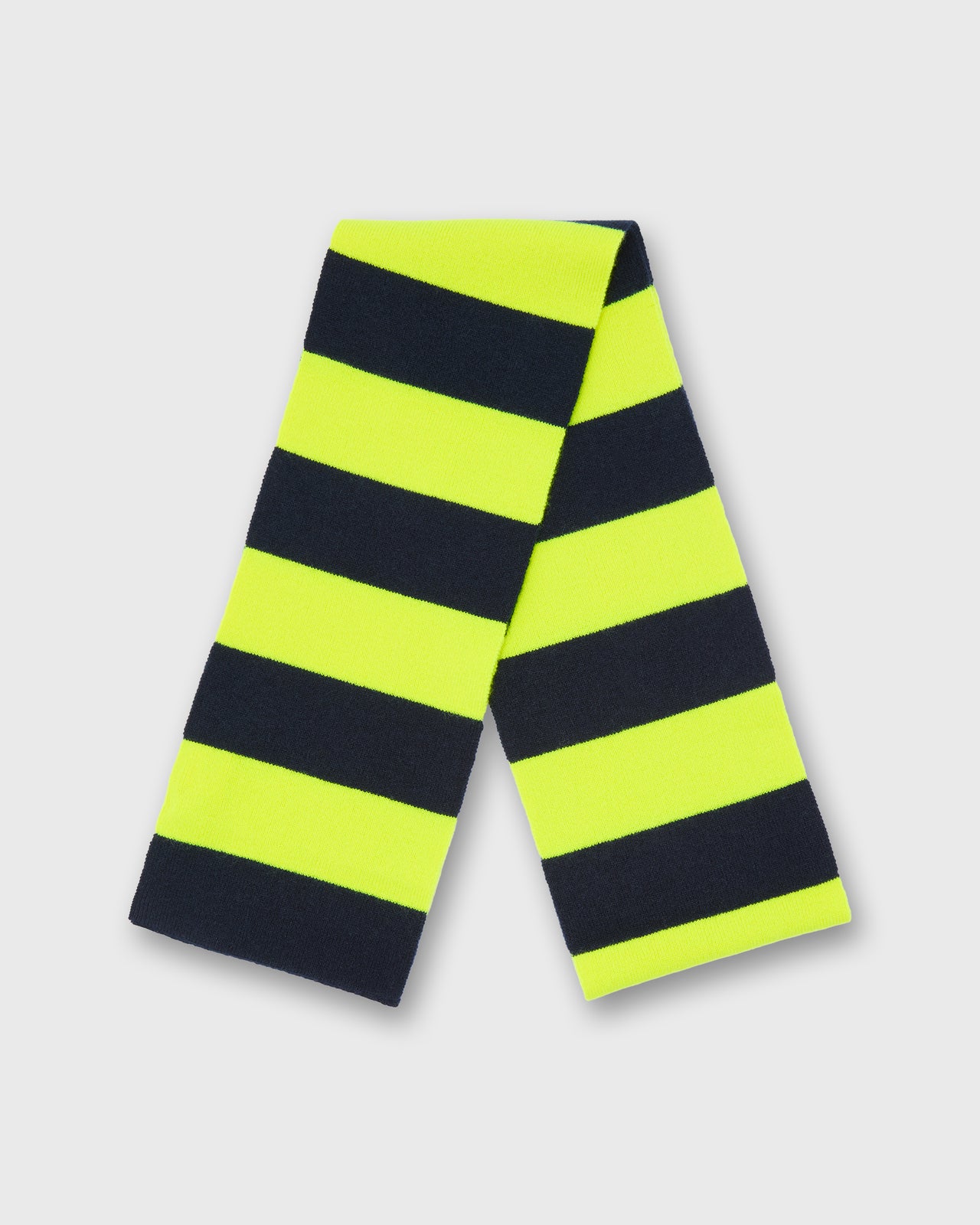 Cashmere Scarf in Neon Yellow/Navy Stripe