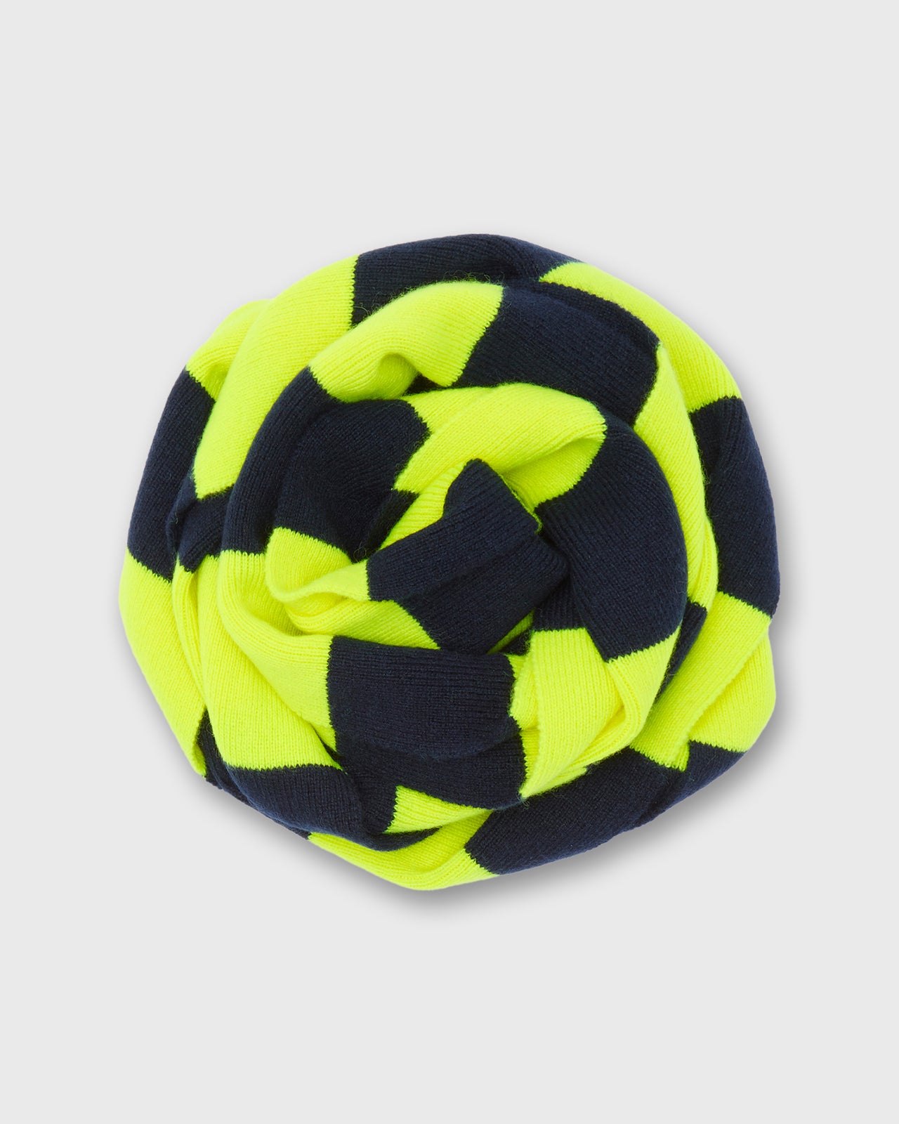 Cashmere Scarf in Neon Yellow/Navy Stripe