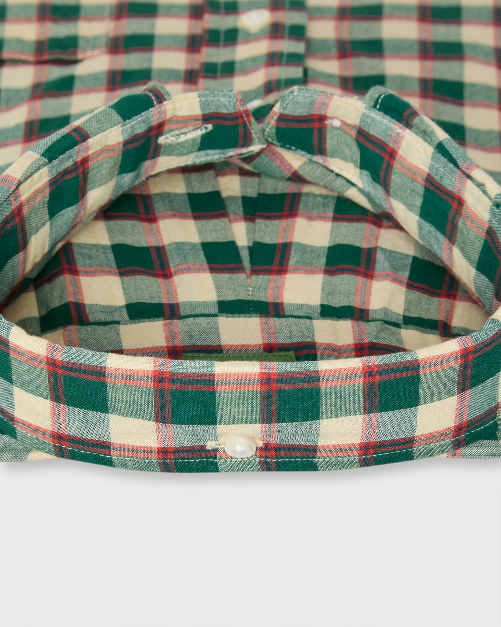 Button-Down Sport Shirt in Green/Poppy/Bone Madras