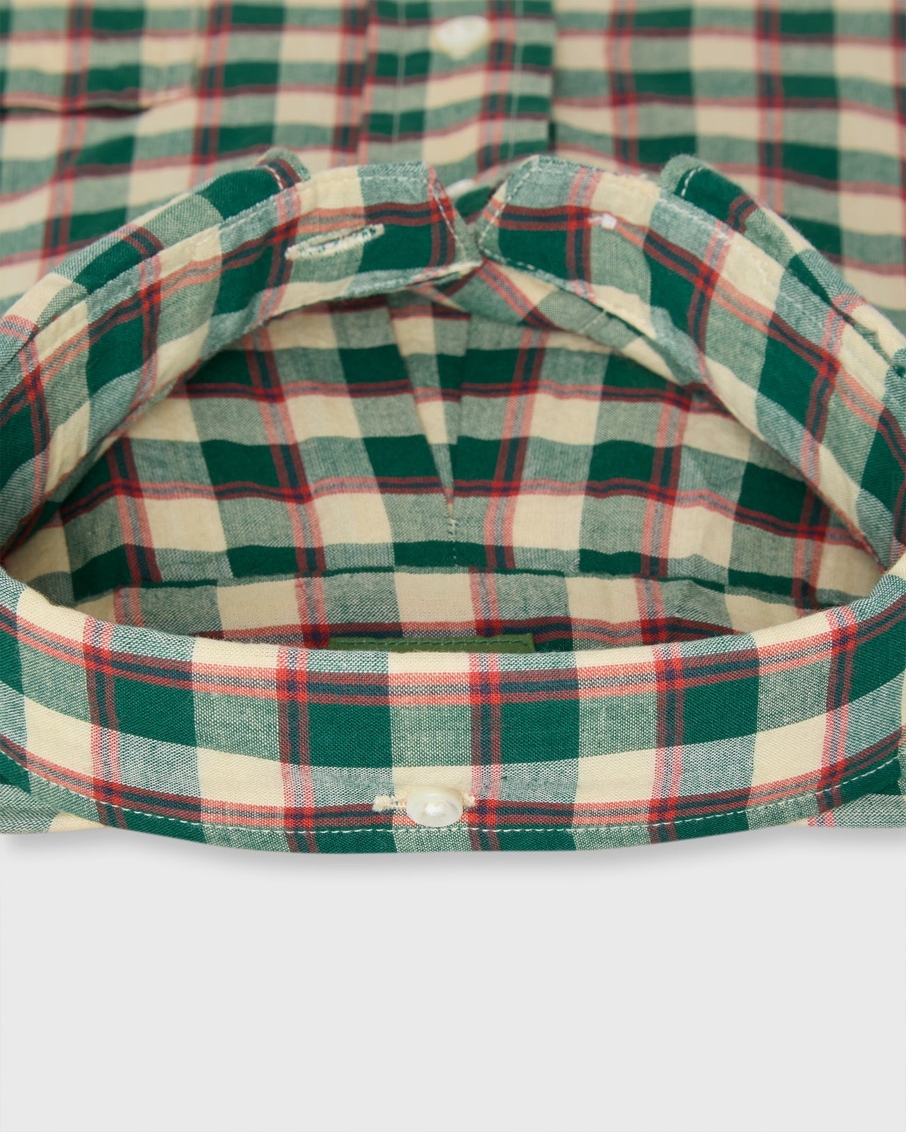 Button-Down Sport Shirt in Green/Poppy/Bone Madras