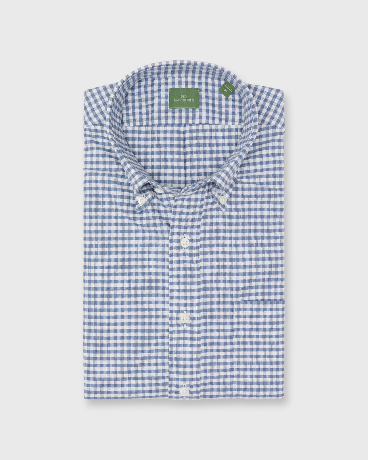 Button-Down Sport Shirt in Blue/Bone Gingham Oxford