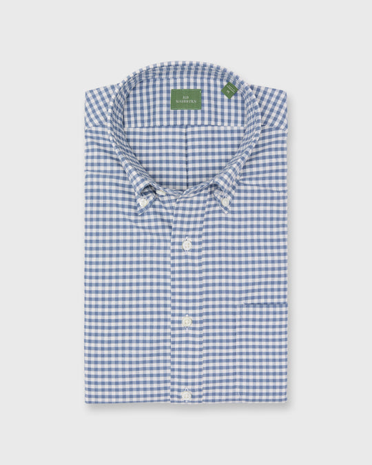 Button-Down Sport Shirt in Blue/Bone Gingham Oxford