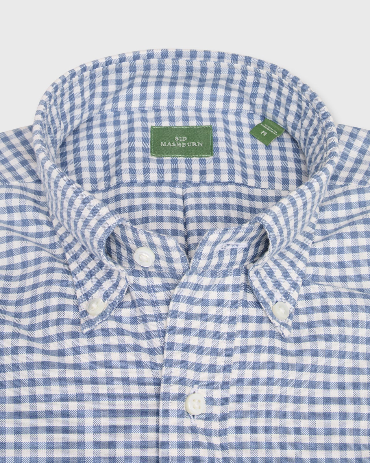 Button-Down Sport Shirt in Blue/Bone Gingham Oxford