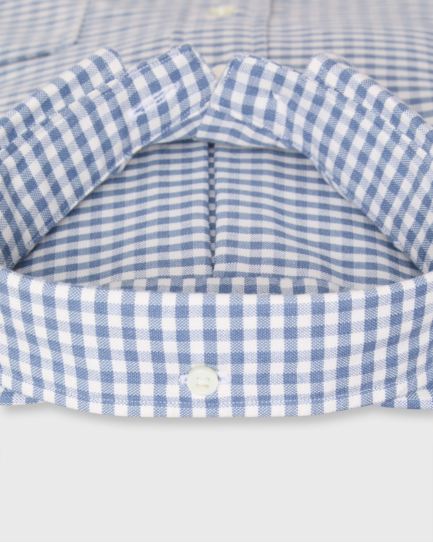 Button-Down Sport Shirt in Blue/Bone Gingham Oxford
