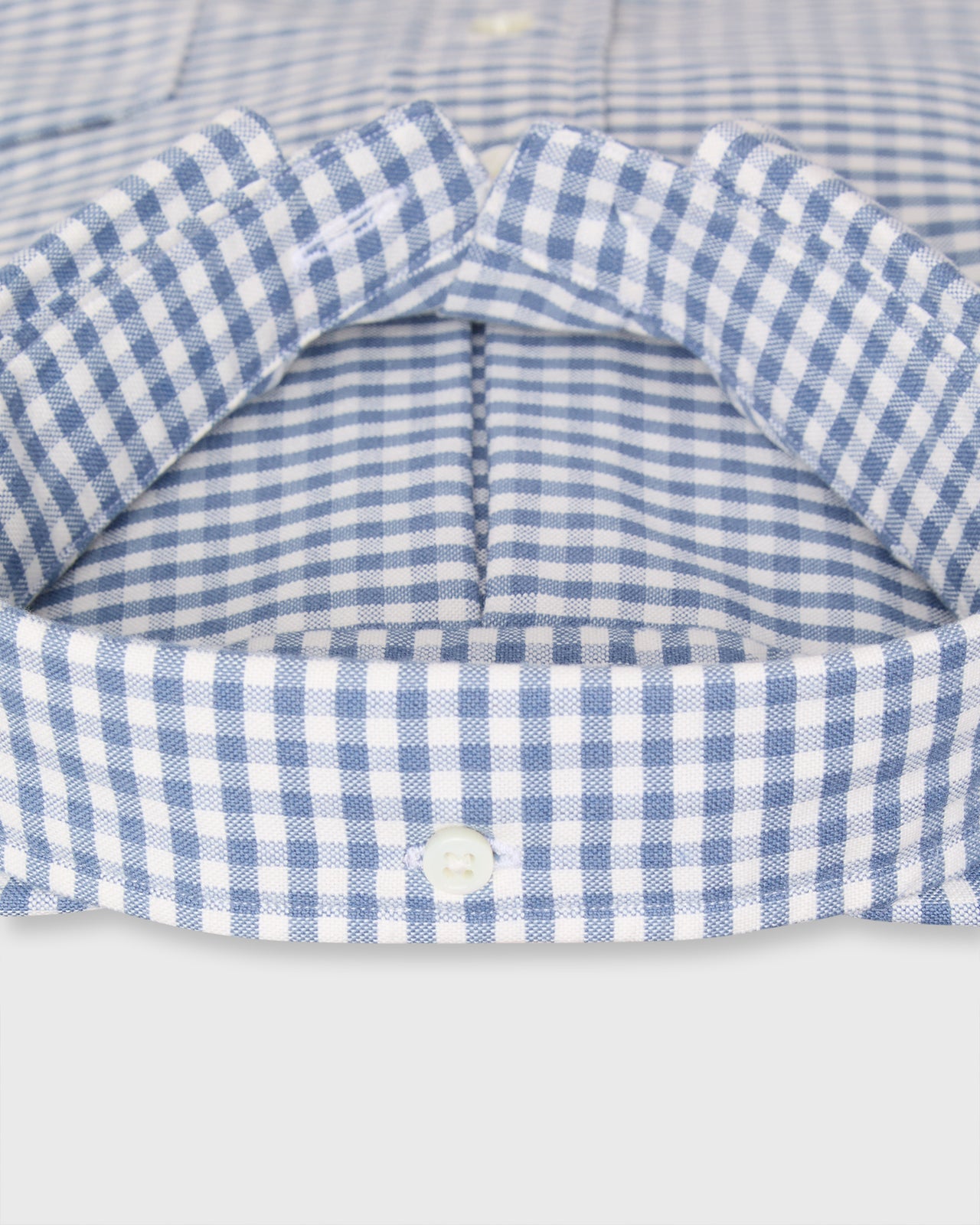 Button-Down Sport Shirt in Blue/Bone Gingham Oxford