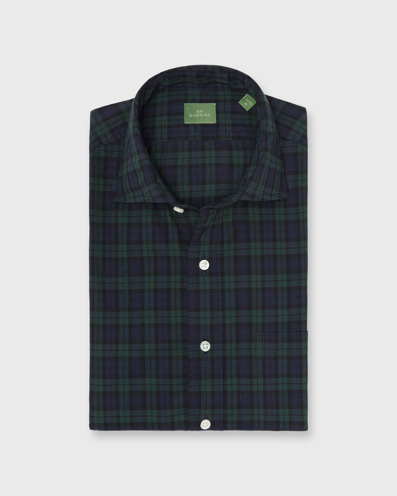 Spread Collar Sport Shirt in Blackwatch Poplin