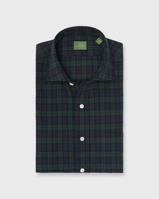 Spread Collar Sport Shirt in Blackwatch Poplin