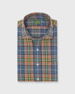 Load image into Gallery viewer, Spread Collar Sport Shirt in Glacier/Orange/Green Plaid Flannel
