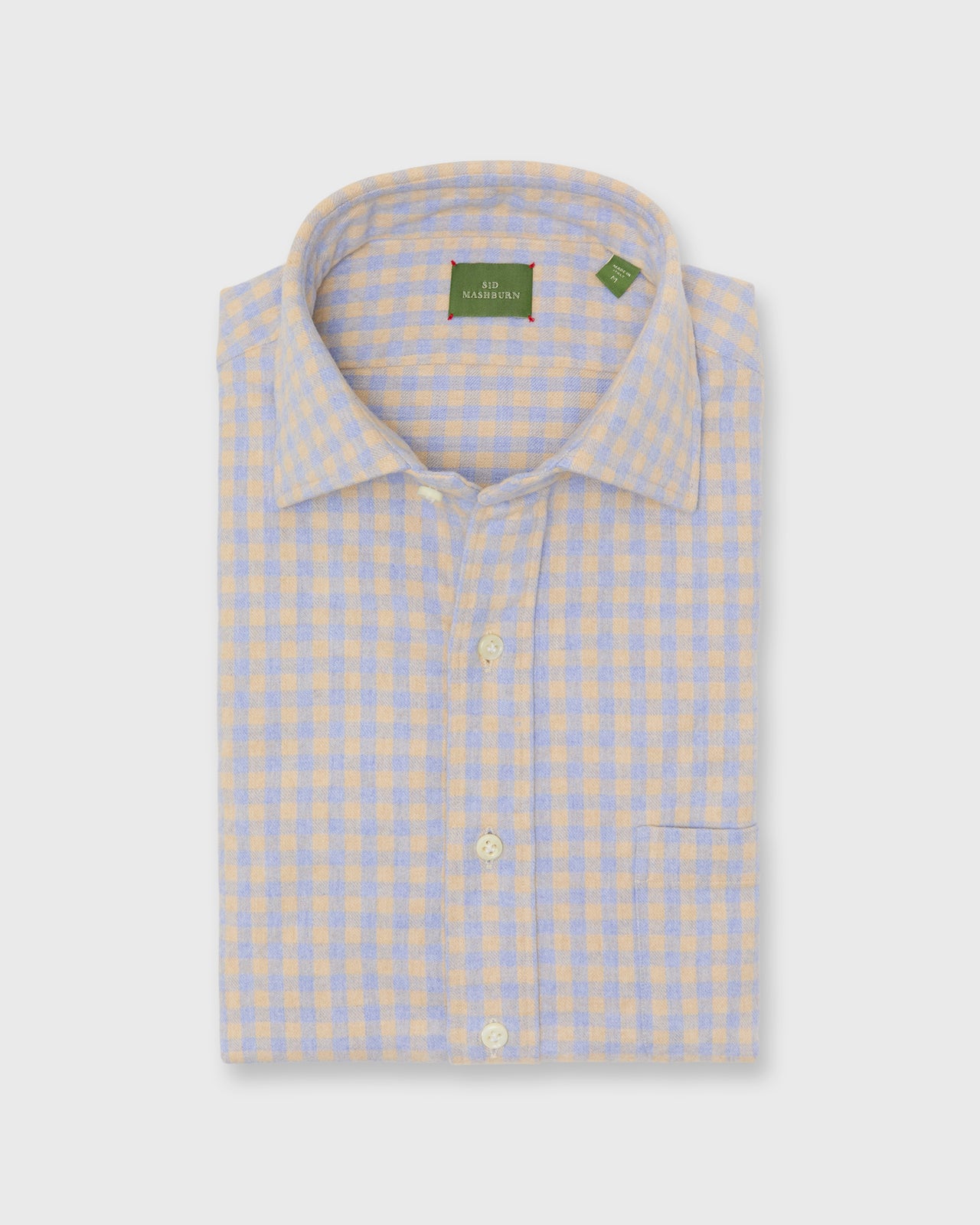 Otto Handmade Sport Shirt in Peri/Sawdust Gingham Flannel
