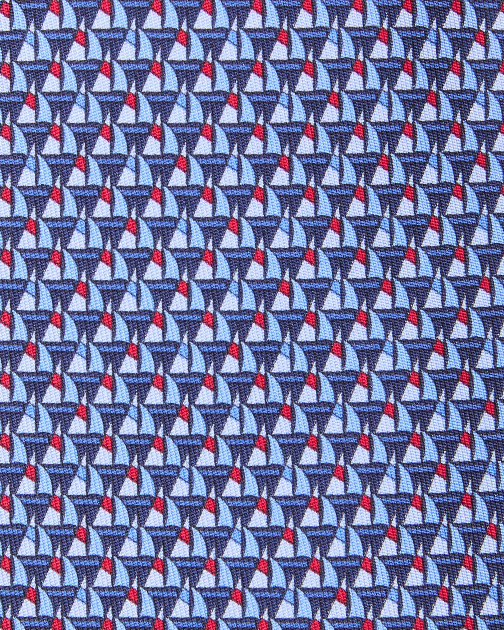 Silk Print Tie in Navy/Red Sailboat