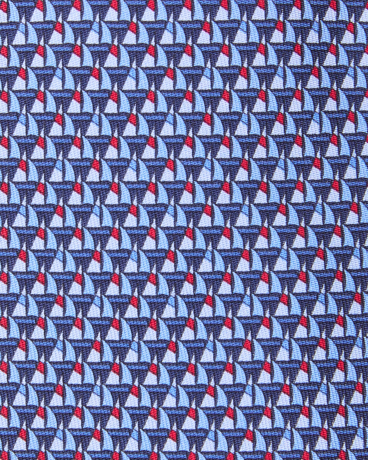 Silk Print Tie in Navy/Red Sailboat