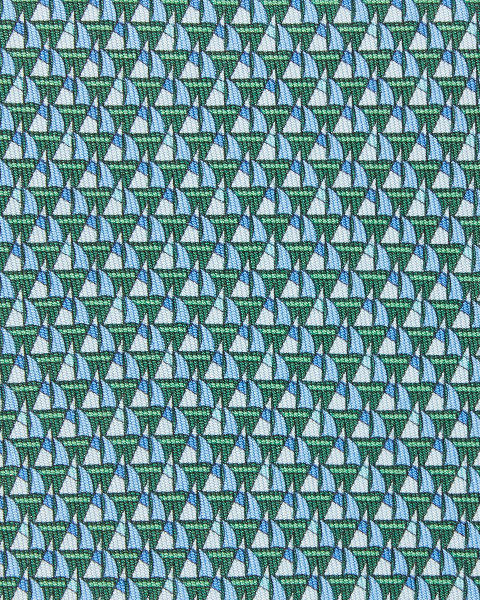 Silk Print Tie in Green/Blue Sailboat