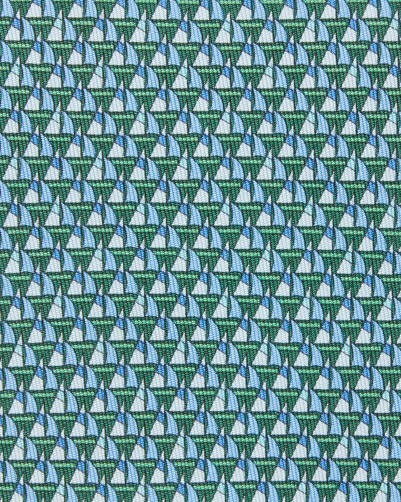Silk Print Tie in Green/Blue Sailboat