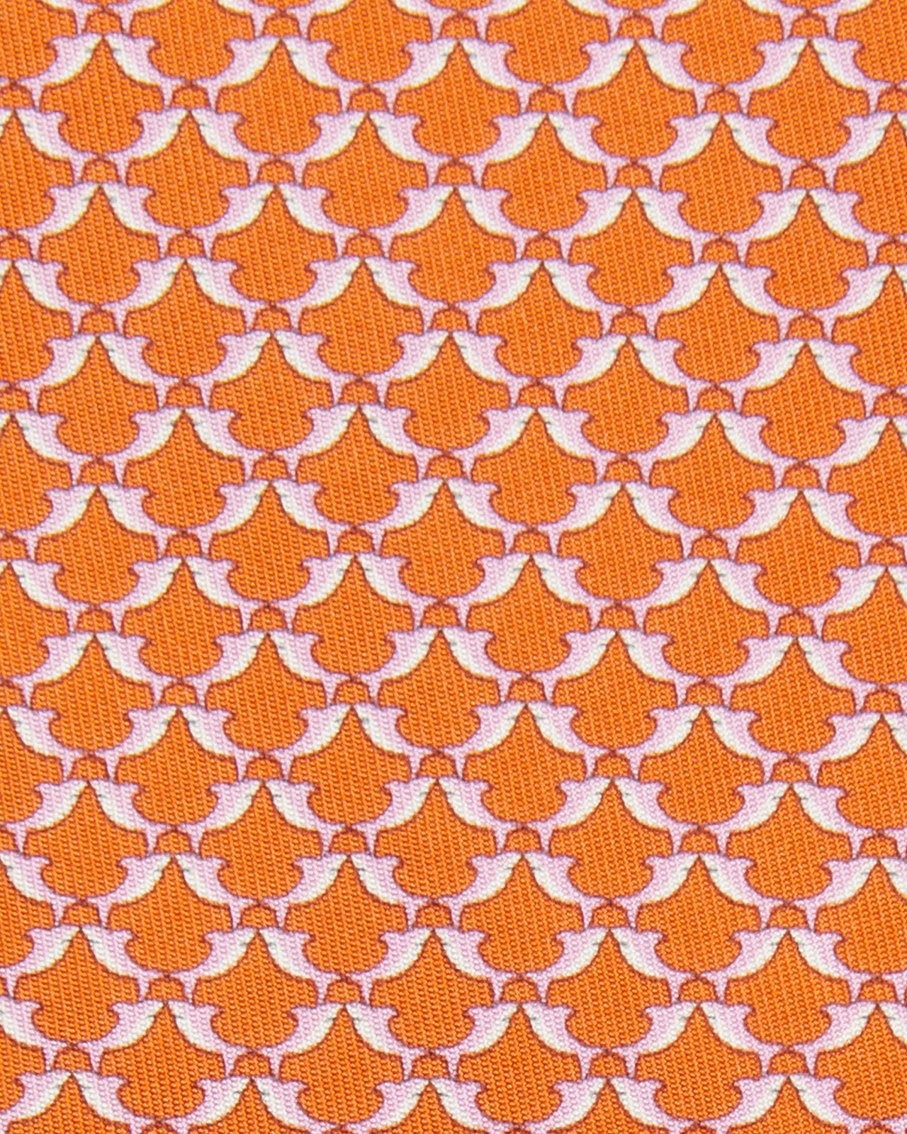 Silk Print Tie in Orange Shark