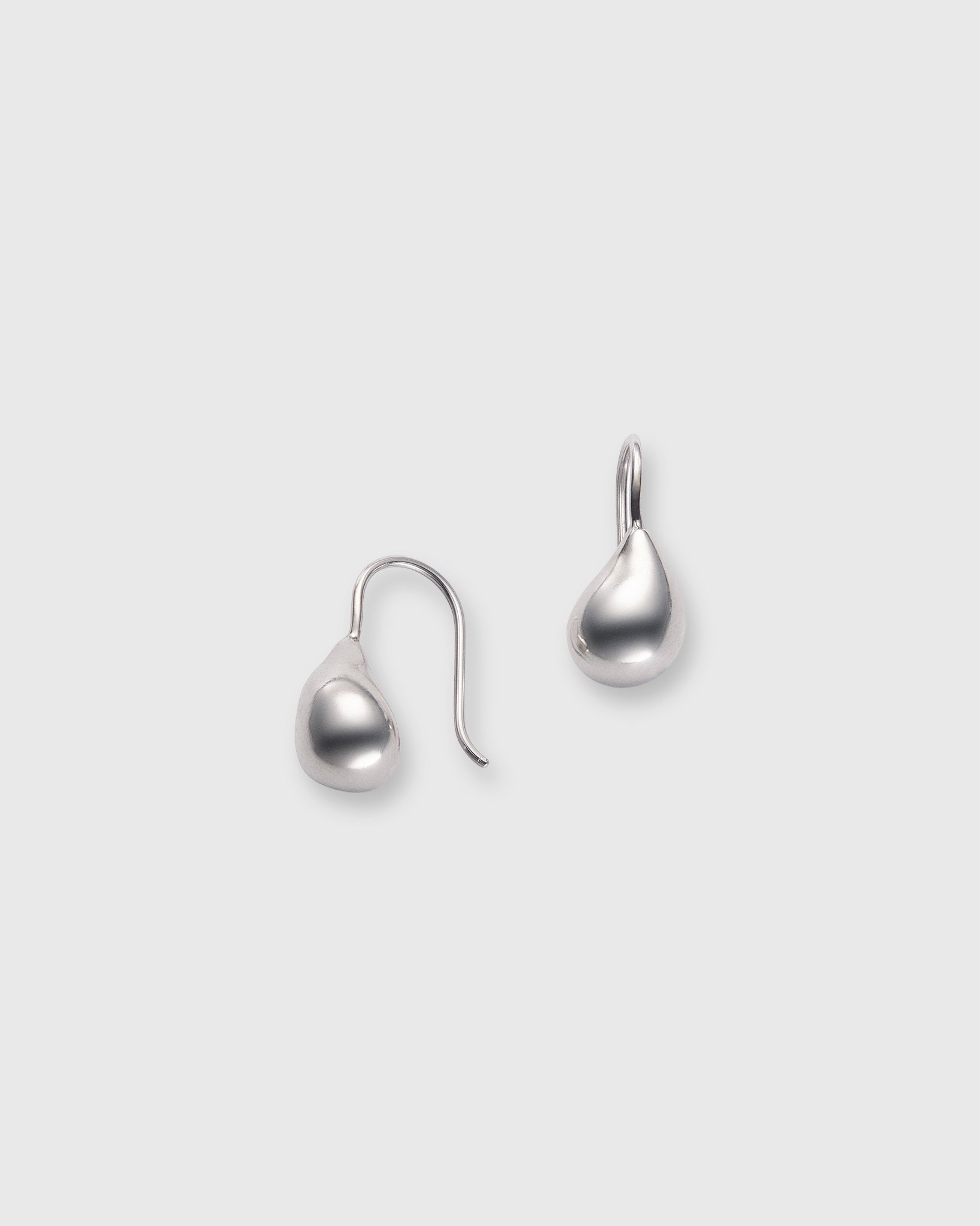 Teardrop Bead Hook Earrings in Silver