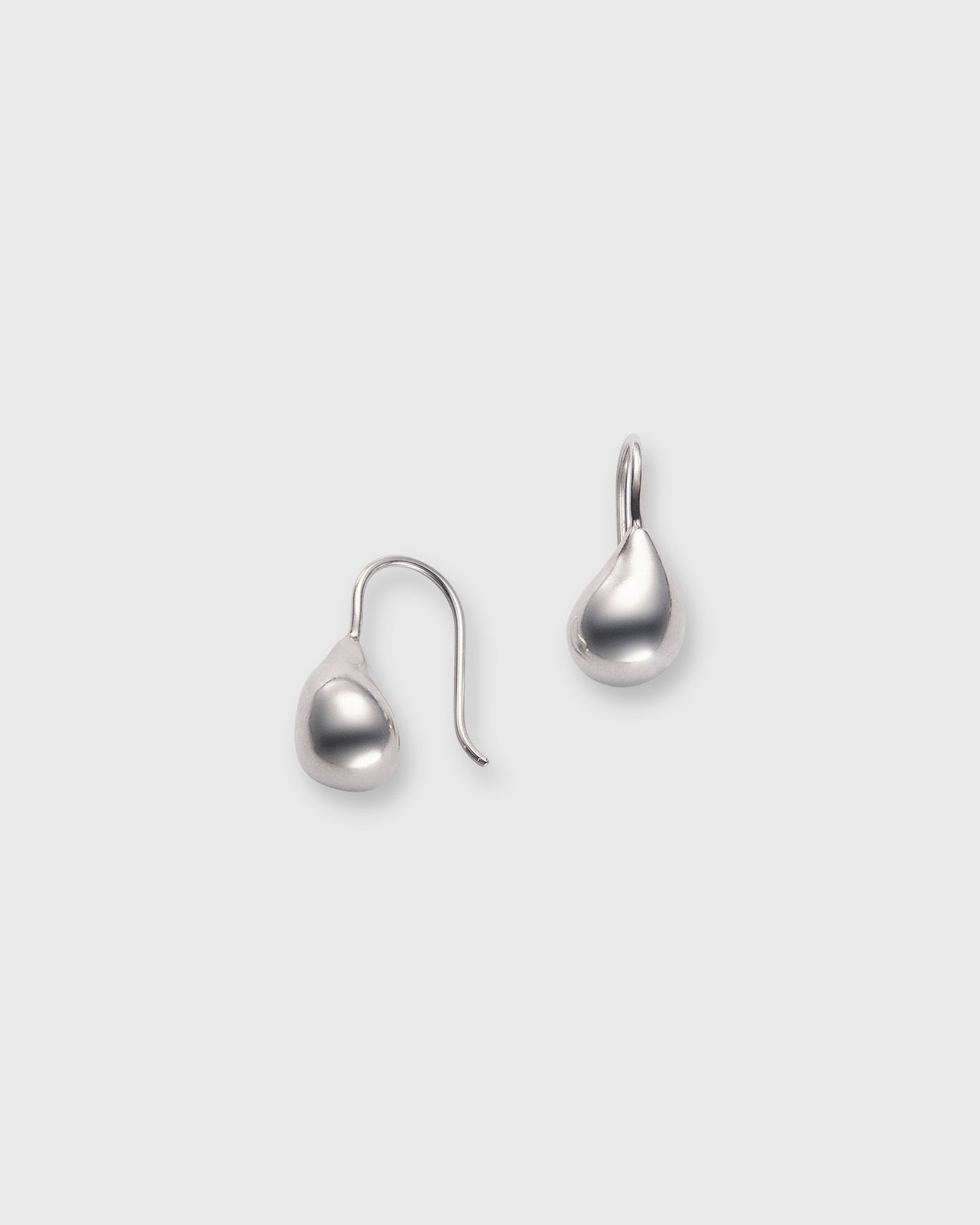 Teardrop Bead Hook Earrings in Silver