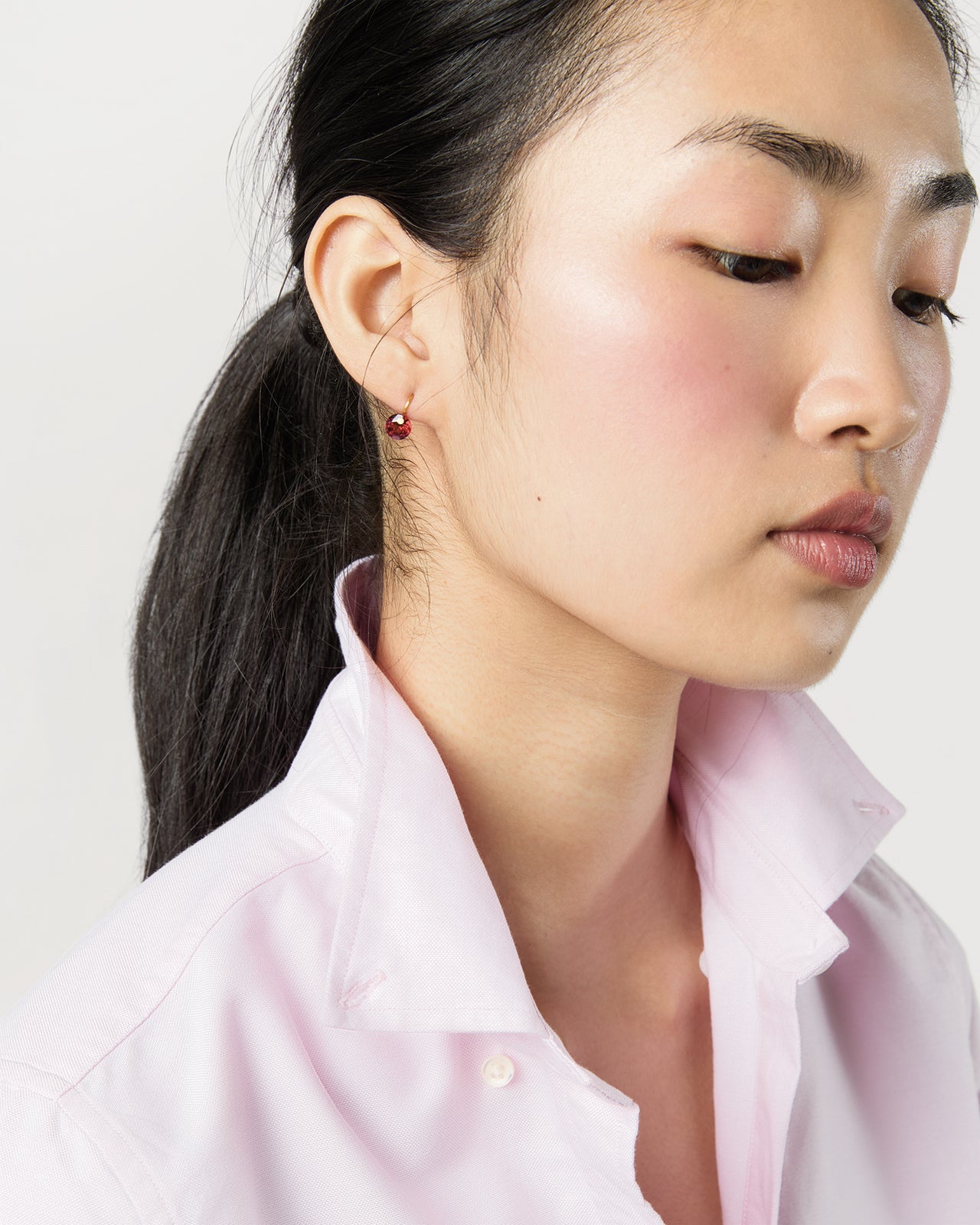 Extra Small Brilliant Earrings in Garnet