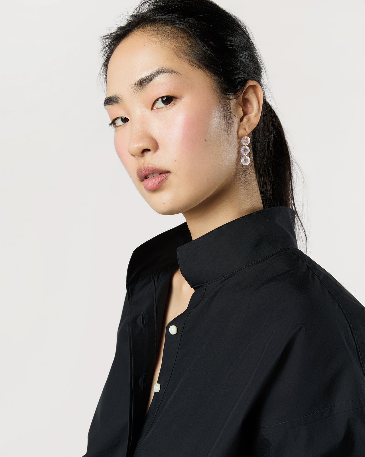 Rivieres Earrings in Rose Quartz