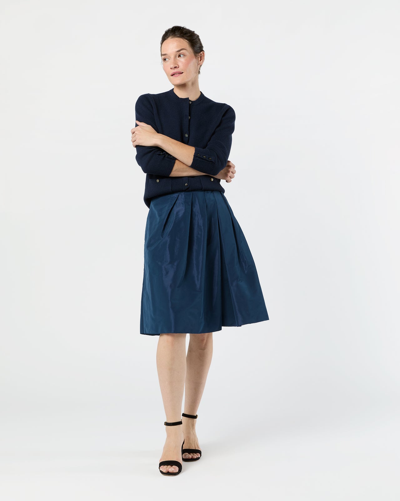 Cossie Skirt in Navy Nylon Taffeta