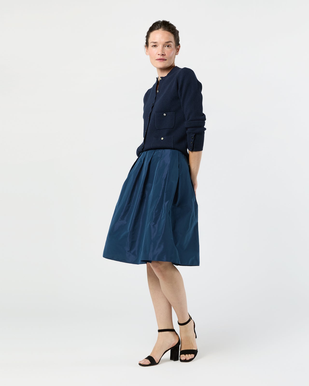Cossie Skirt in Navy Nylon Taffeta