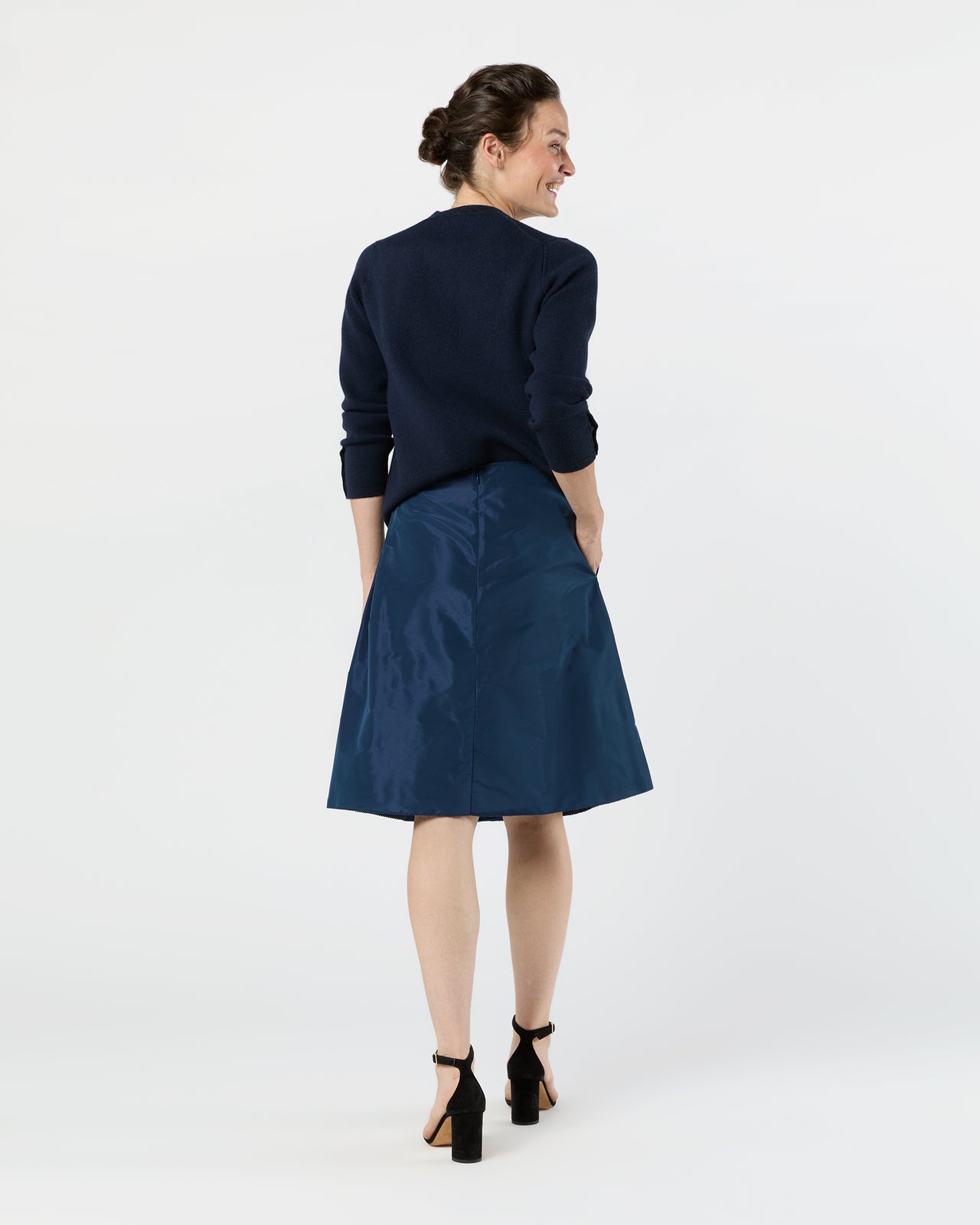 Cossie Skirt in Navy Nylon Taffeta