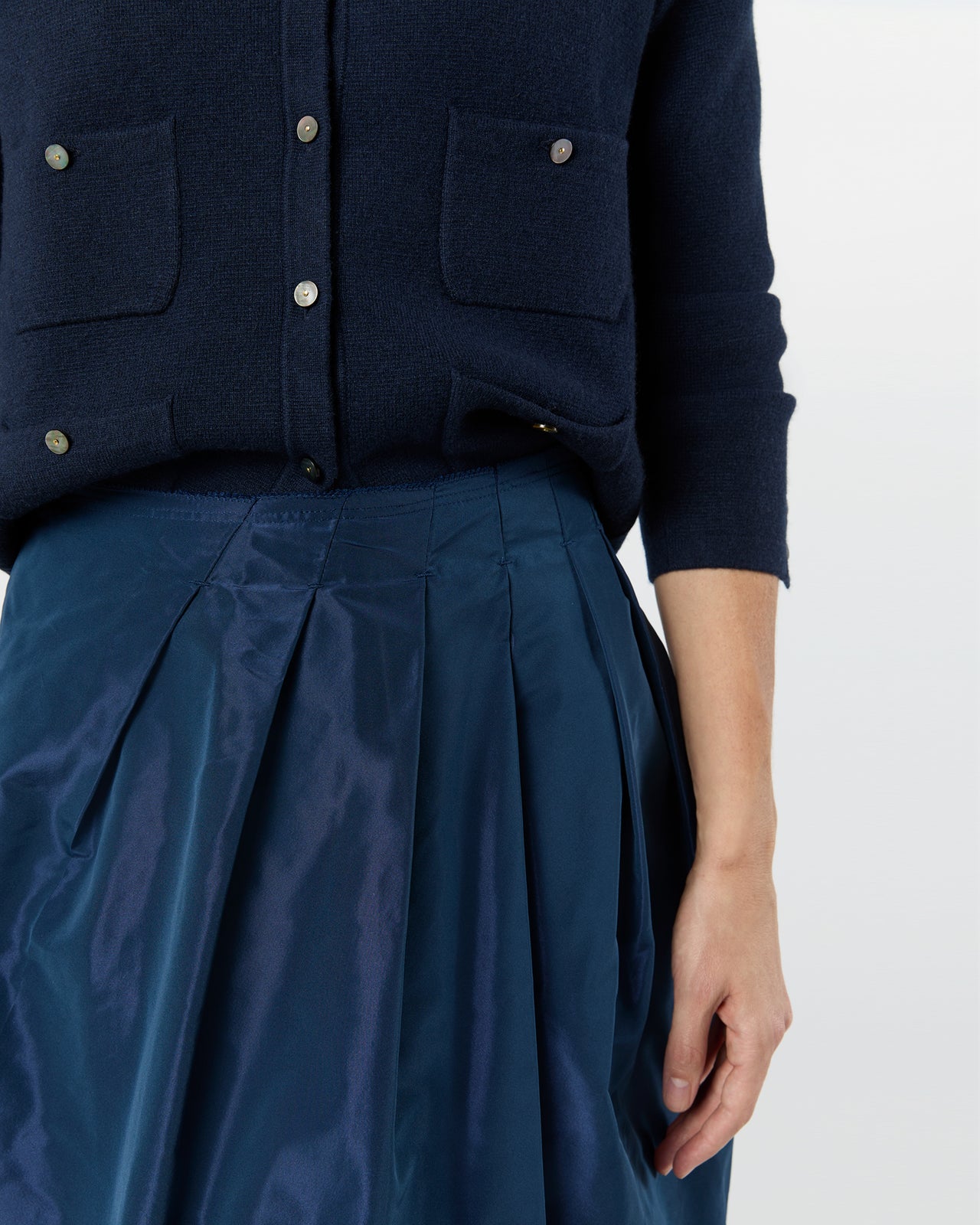 Cossie Skirt in Navy Nylon Taffeta