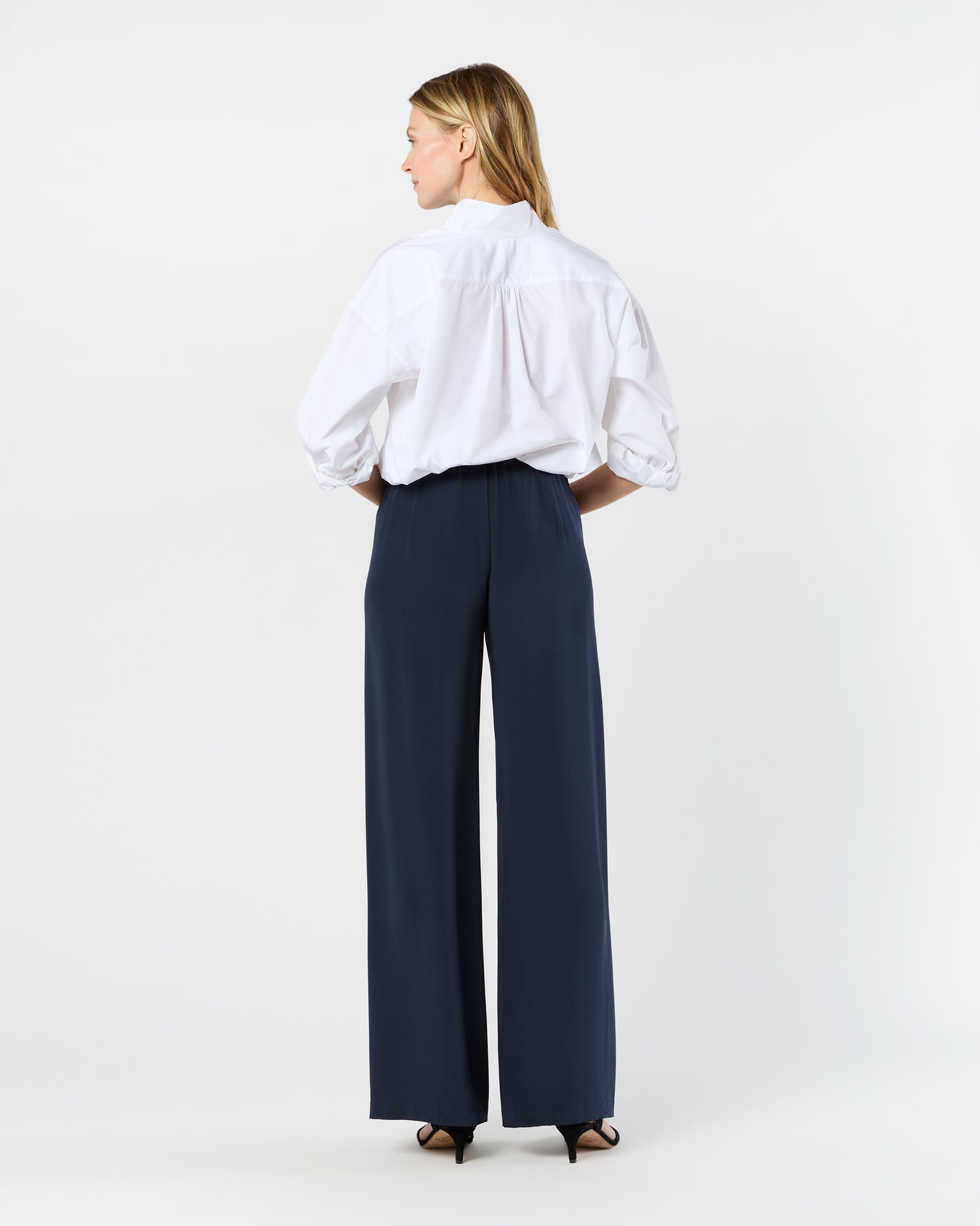 Kelly Pant in Navy Silk Crepe de Chine