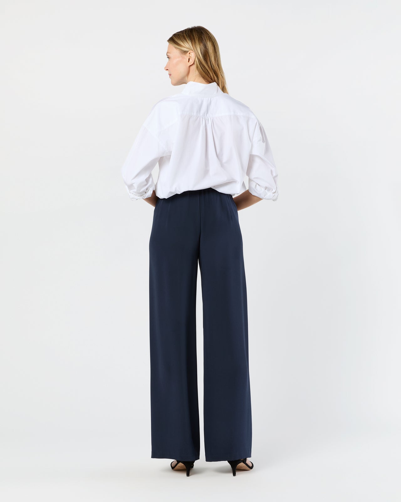 Kelly Pant in Navy Silk Crepe de Chine