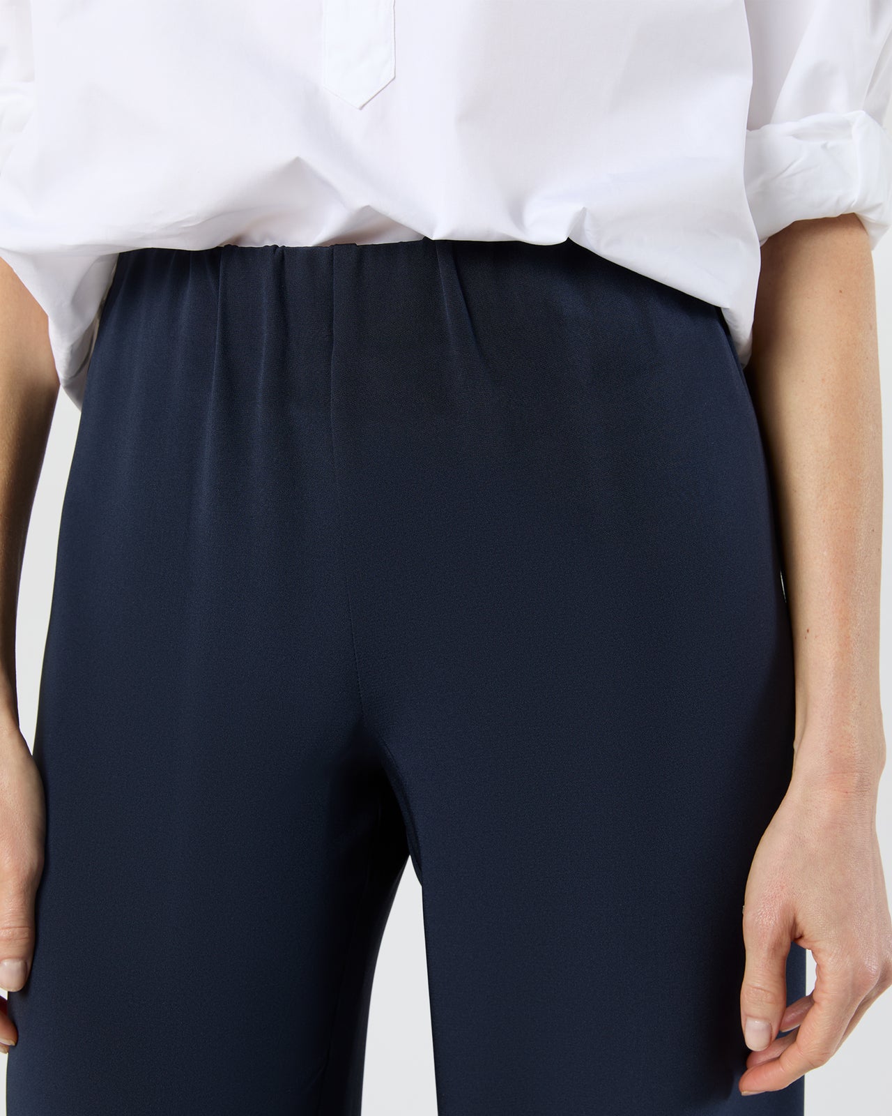 Kelly Pant in Navy Silk Crepe de Chine