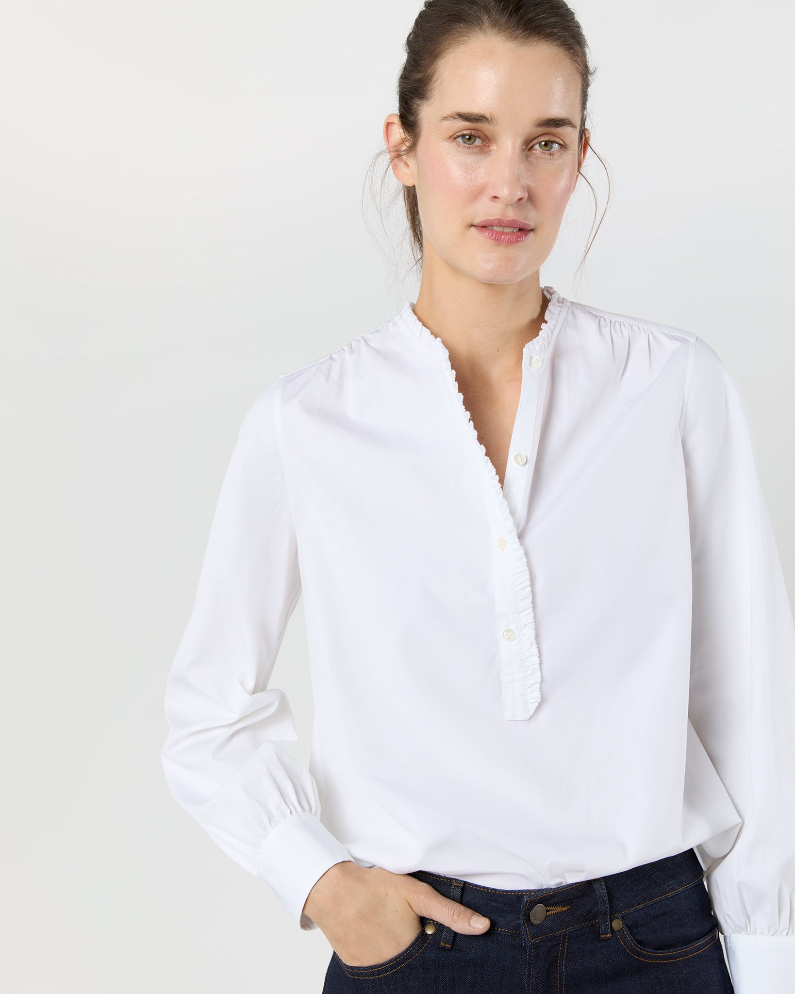 Becca Shirt in White Poplin