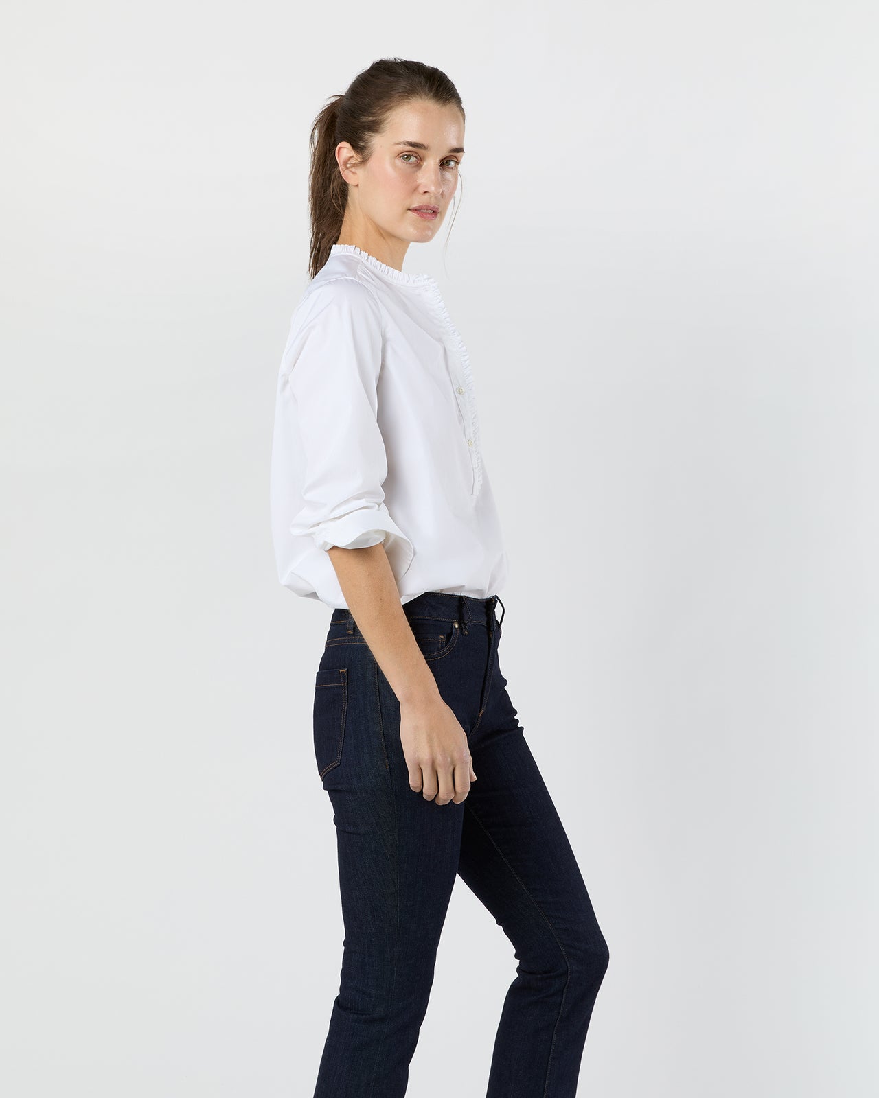 Becca Shirt in White Poplin