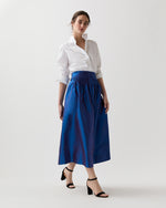 Load image into Gallery viewer, Adah Pintuck Skirt in Wave Iridescent Silk Shantung
