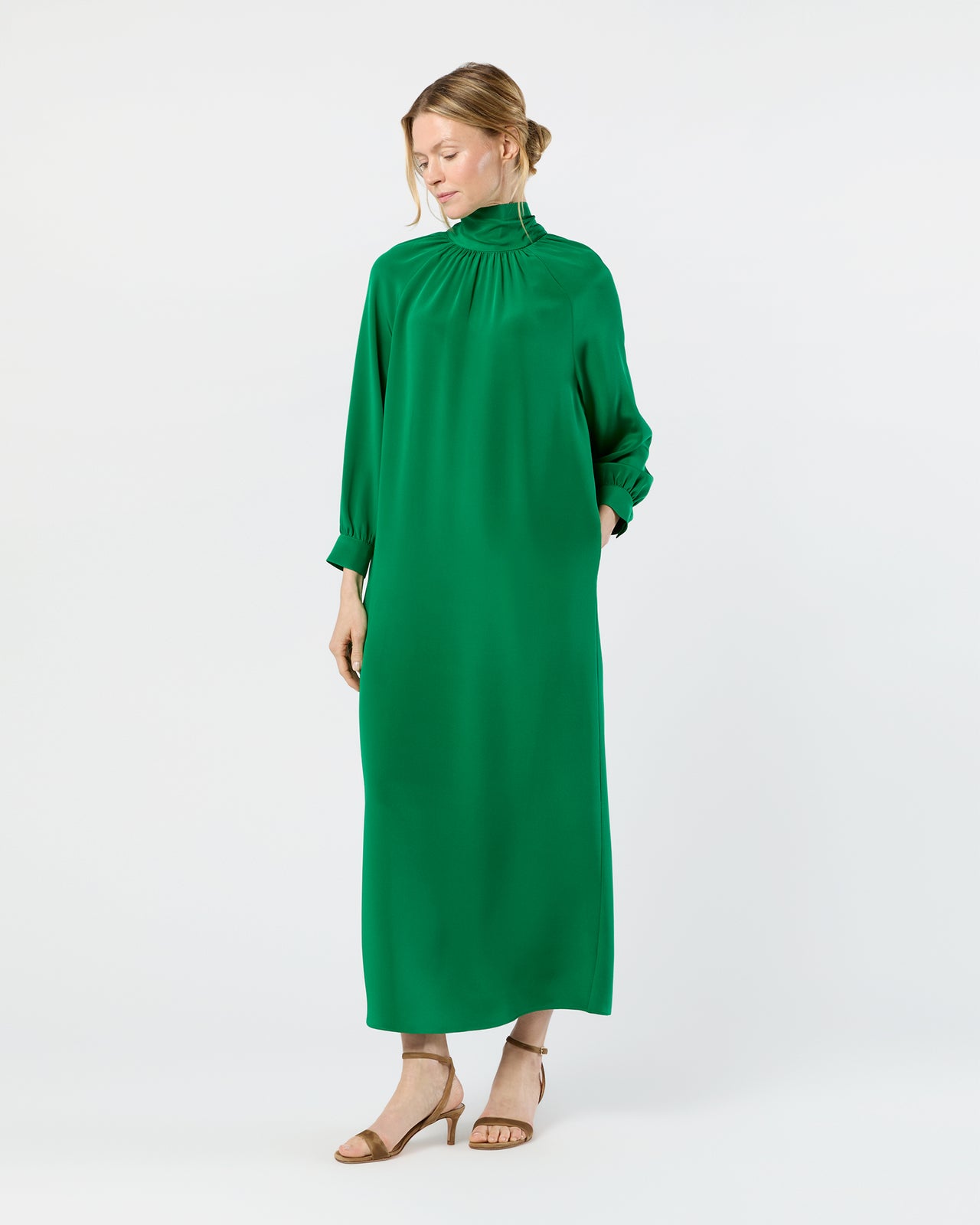 Maggie Maxi Dress in Green Silk Crepe de Chine Maggie Maxi Dress in Green Silk Crepe de Chine